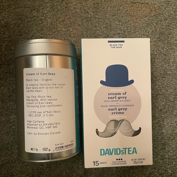 DAVIDs TEA CREAM OF EARL GREY LOT OF 2 - Picture 1 of 2